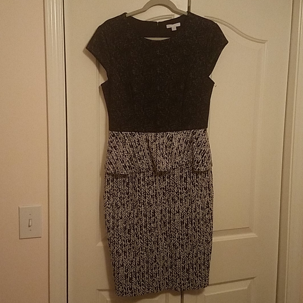 New york and company peplum black and white dress